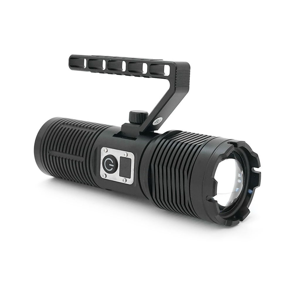 Ліхтар пошуковий BP-2303 LED PM60, 5 режимів, індикація заряду, живлення від 3*18650, IP65, кабель USB, 255х145х65мм, 0,860кг, Black, BOX