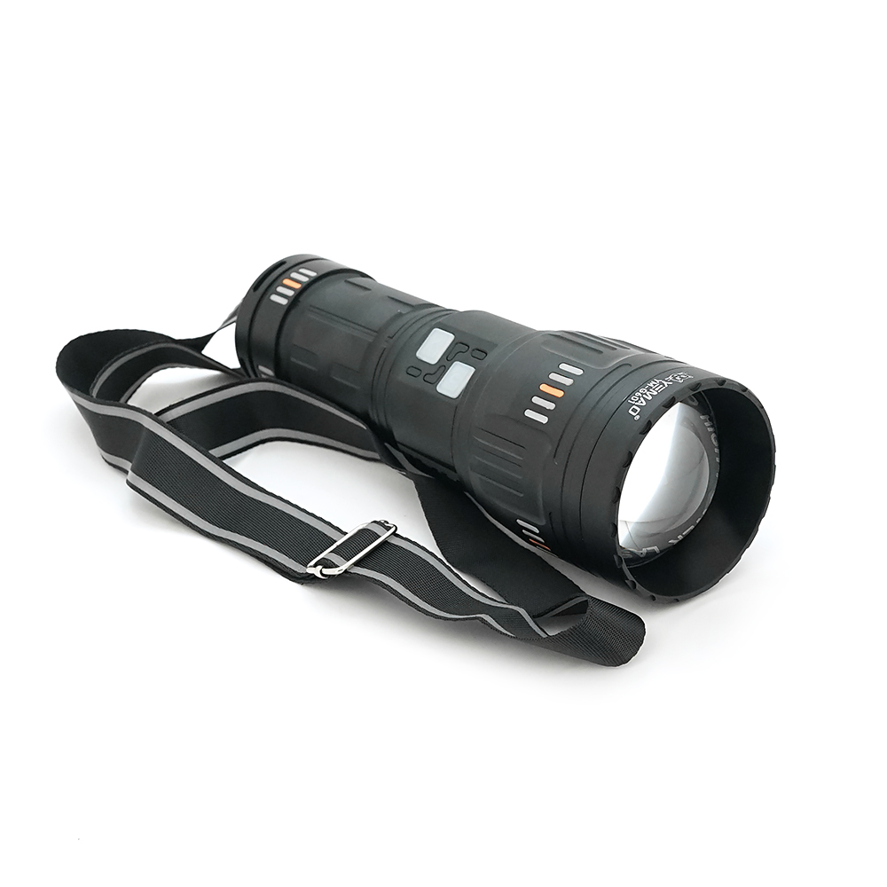 Ліхтар пошуковий YEMAO YM-G601 LED PM60, 4 режими, індикація заряду, живлення від 4*18650, IP65, USB кабель, 245х195х90мм, 1,260кг, Black, Чохол+BOX
