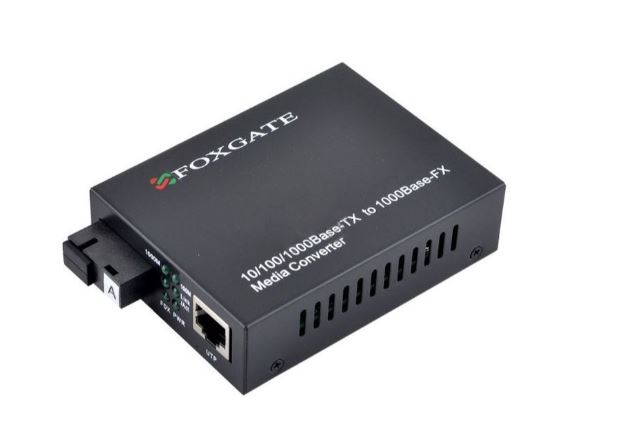 Медіаконвертер FOXGATE EC-Q-1G-1SM-1310nm, 1310 WDM одноволоконний Full/Half duplex , SC 20km (0 +70°C), + блок живлення 5V 1A