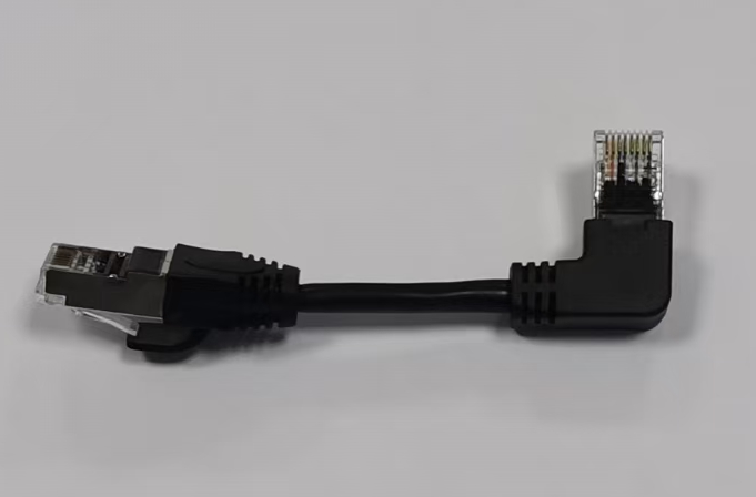Патч-корд литий UTP, RJ45(прямий/кутовий), неекранований, UTP5e 0.125m,patch D=4.9mm AWG26 1x90°  CU,чорний, Q200