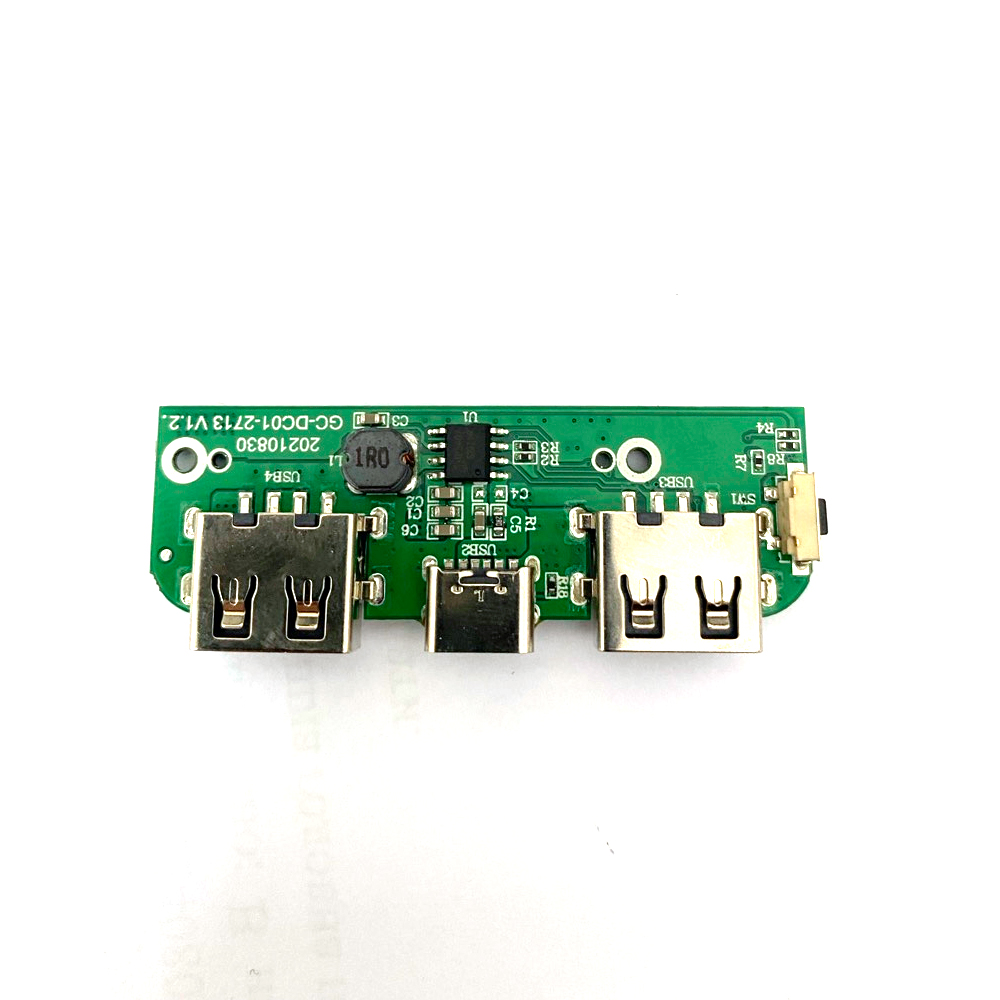 Плата для павербанку, 10000 mAh, 4-LED індикатора. Input: Micro-USB - 5V/2.1A, Type-C - 5V/2.1A Out: 2xUSB-A - 5V/1A, 5V/2.1A