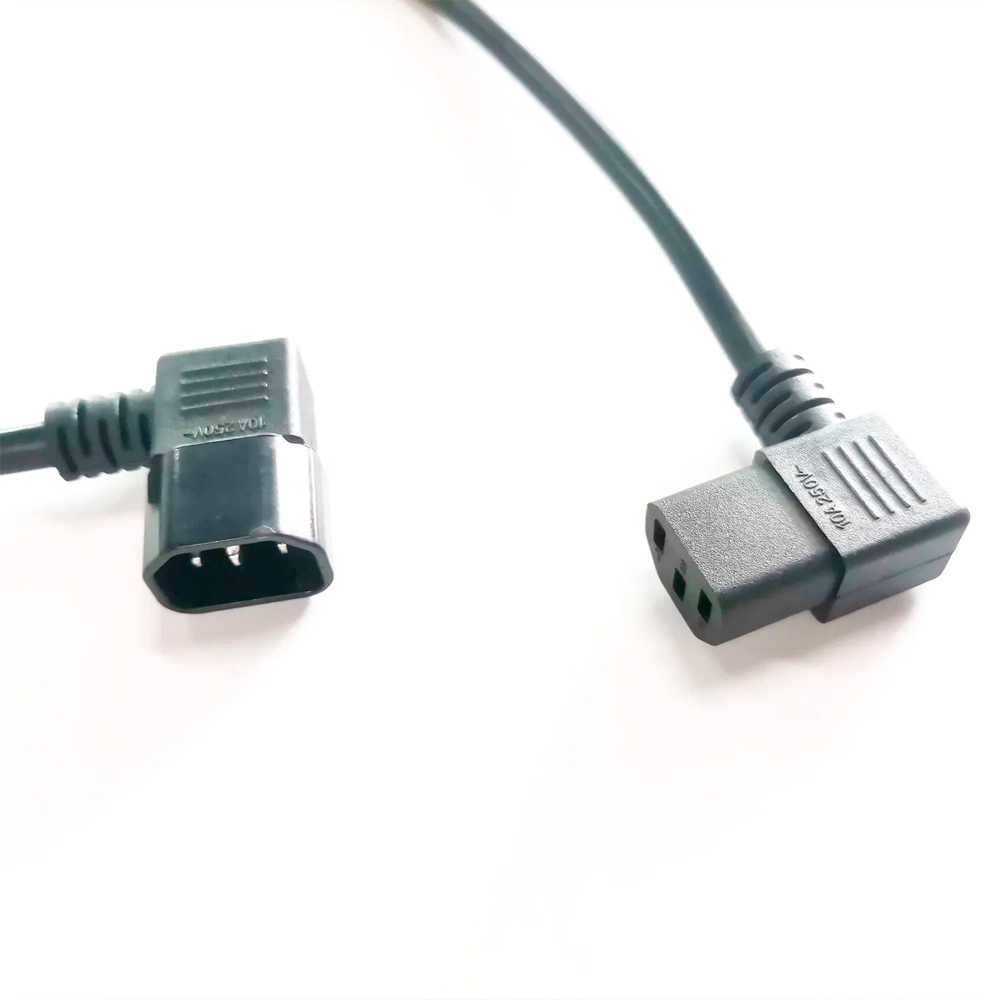 Кабель живлення вторинний PC-monitor 2m, 3x1, 5 мм², 3pin, IEC C13-C14, 90 °, Black, МЕДЬ!!!!!