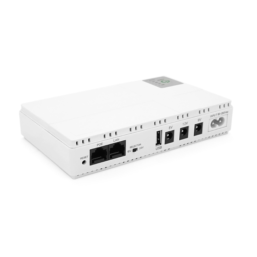 ДБЖ для роутерів/комутаторів DC1018P, 18W, Output: USB-5V, DC-5V/9V/12V, POE-15/24V, 1/2A, Li-ion 10400mAh, 160х105х32мм, 385 грам, 385 грам,