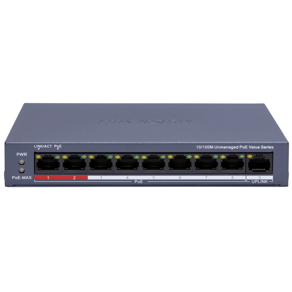 9-ти портовий POE комутатор Hikvision DS-3E0109P-E/M(C), 8xRJ45 (100M) PoE + 1x RJ45 (100M)