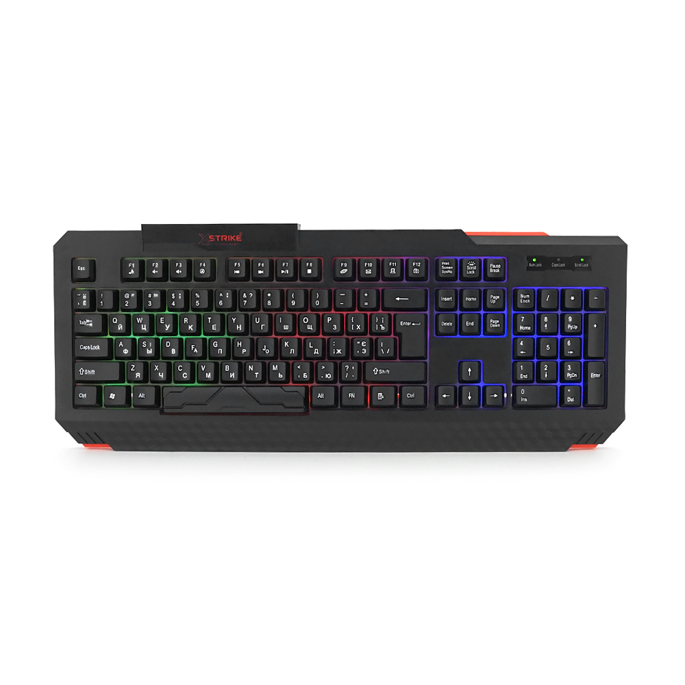 Клавіатура USB XSTRIKE XS-1022, довжина кабелю 150см, RGB підсвічування, Eng/Укр/Рус, 460х175х35 мм, Black, 105к, Q20