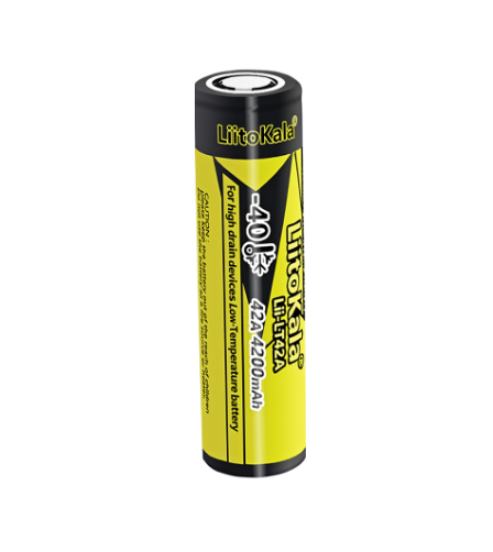 Акумулятор 21700 Li-Ion LiitoKala LT42A, 4200mAh, 45A, 3.7V (2.5-4.2V), 21*70mm, LowTemp-40-60℃, Black/Yelow