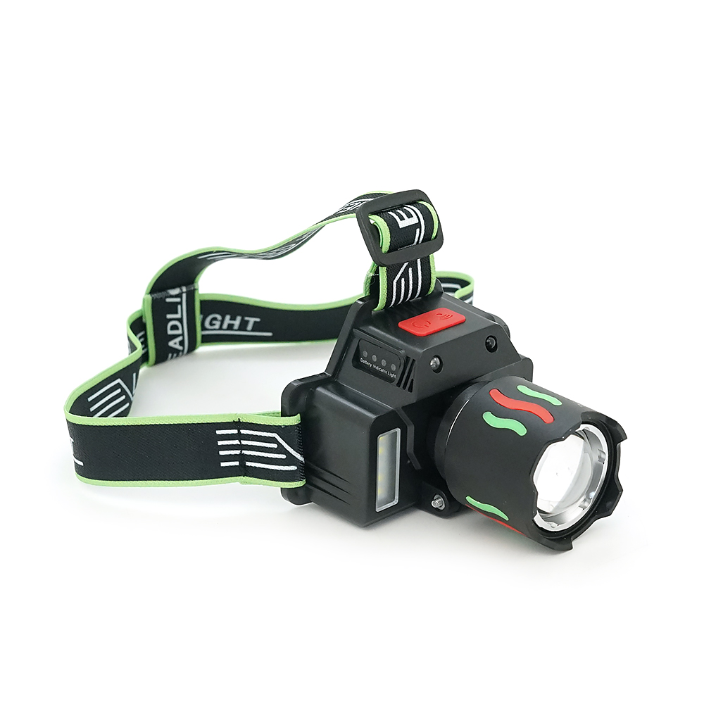 Налобний Ліхтарик Bailong BL-H36-TG, 3+3 реж., Zoom, корпус-алюміній, водостійкий, ударостійкий, вбудований акумулятор, USB кабель, BOX