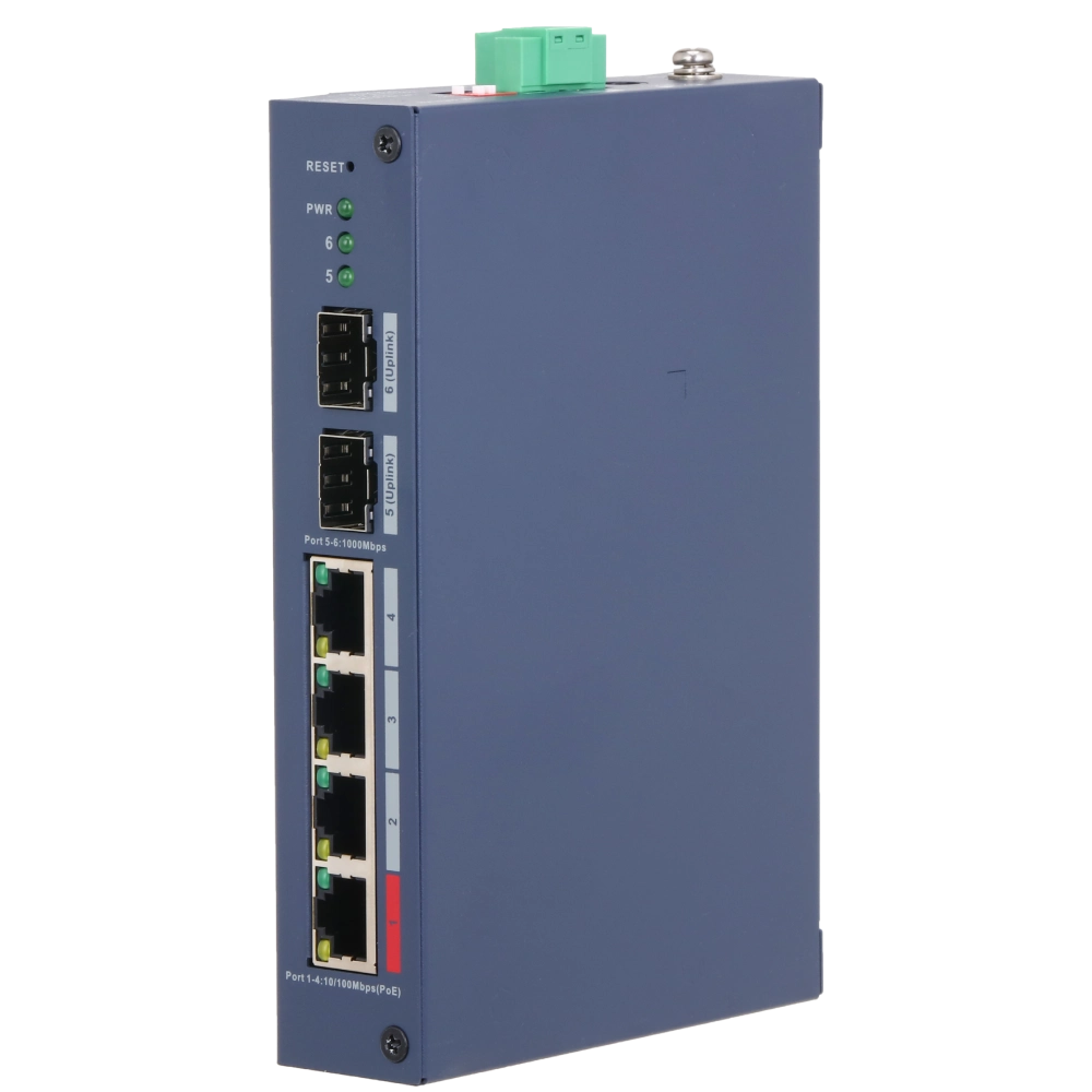 Комутатор керований Dahua DH-CHS4206-4ET-90 48V з 4 портами POE 100Мбіт + 2 порт SFP 1000Мбіт, 154.3×110,4×30 мм