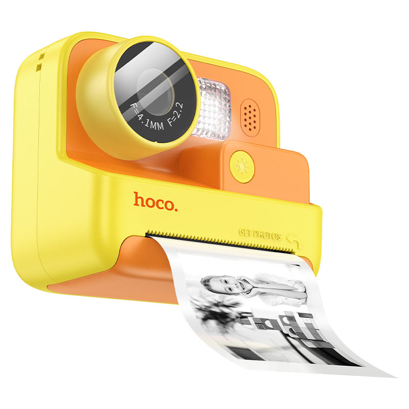Дитячий фотоапарат HOCO DV200 з двома камерами та функцією миттєвого друку, підтримка microSD card, Orange/Yellow, Box