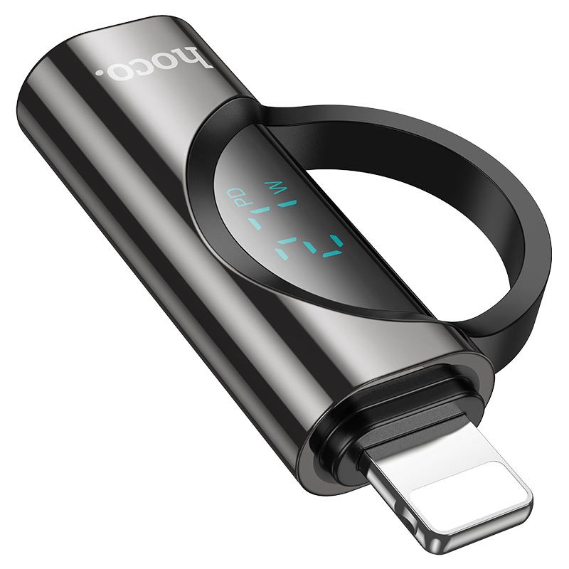 Перехідник HOCO UA32A Type-C(F) => Lighting(M), 60W, індикатор потужності заряду), Black, Box