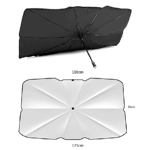 Автомобільний сонцезахисний козирок/парасолька на лобове скло, розкладний, 125*65см, чохол