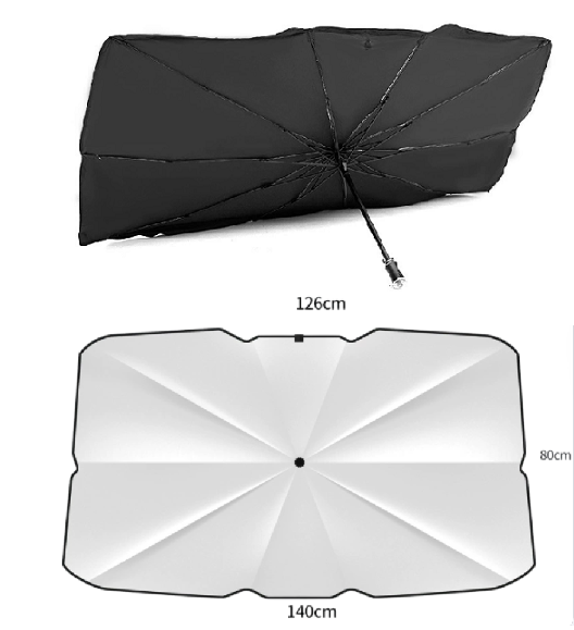 Автомобільний сонцезахисний козирок/парасолька на лобове скло, розкладний, 140*80см, чохол
