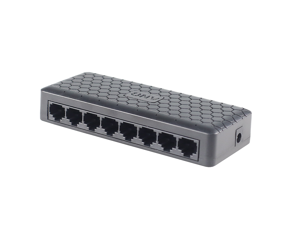 8ми портовий Ethernet комутатор ONV-H1008ES у чорному корпусі, 8*100Мб портів, 5В 1Ач, 132×55×23.9мм