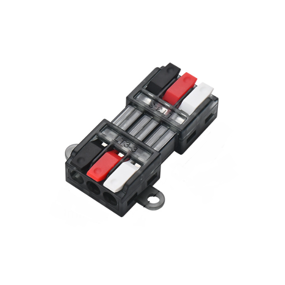 Клема роз'ємна з натискними затискачами 3-провідна LT-3-3, 3-pin, 250V, 32A, 0.5-2.5mm2, 19*42*11mm, сіра