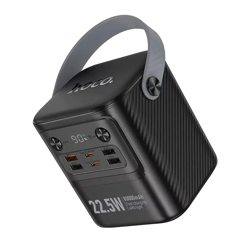 Power Bank HOCO J152 80000mAh, 4USB/2Type-C, 22.5W+PD20W, ліхтарик, Black, 1,310kg, Box