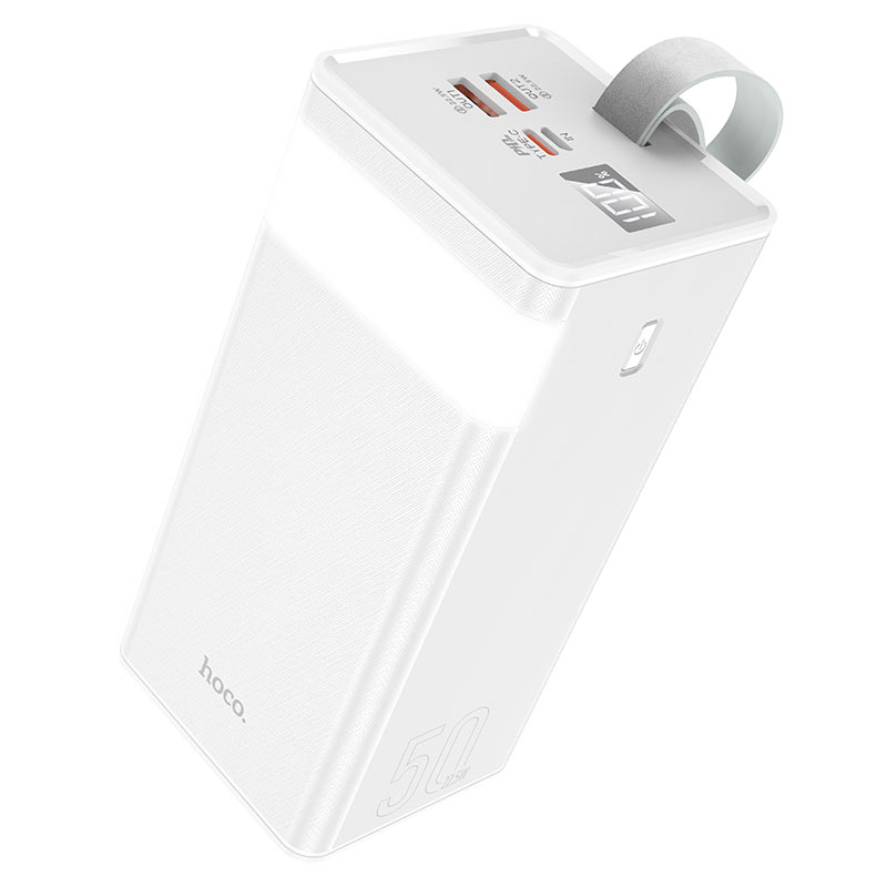 Power Bank HOCO J86A 50000mAh, 2USB+Type-C, 22.5W+PD20W, ліхтарик, White, 0.975kg