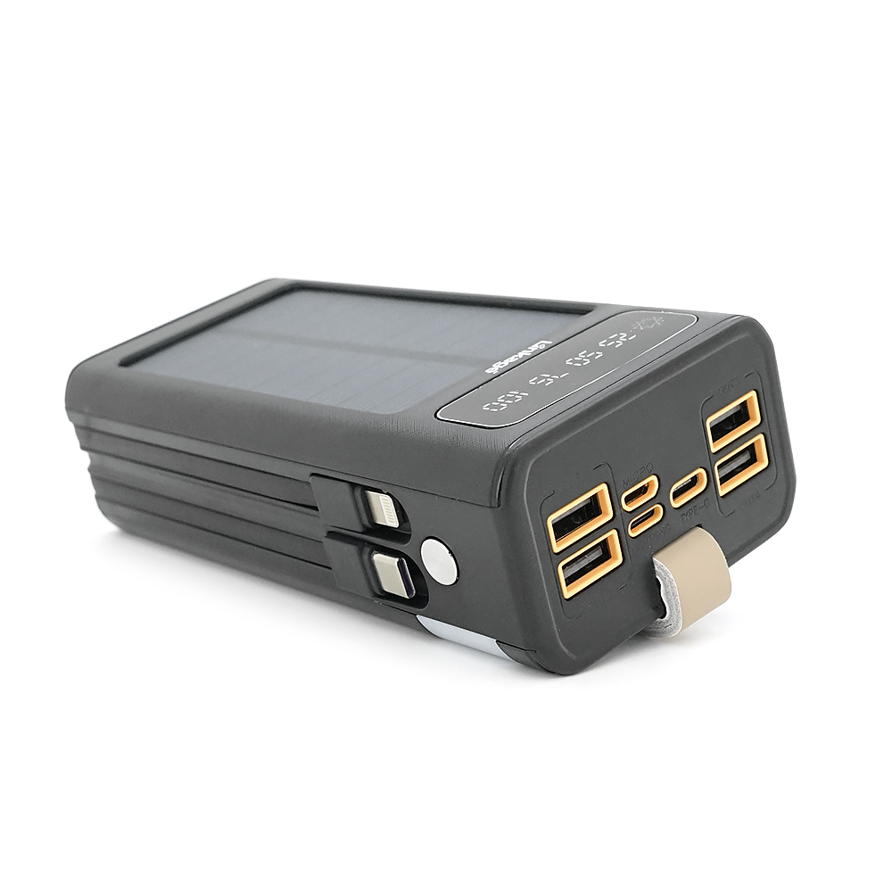 Power bank Linkage LKP-46, Solar 30000mAh, 22.5W, Кабелi Туре-С+Lighting, 0.685 kg, Black, Box