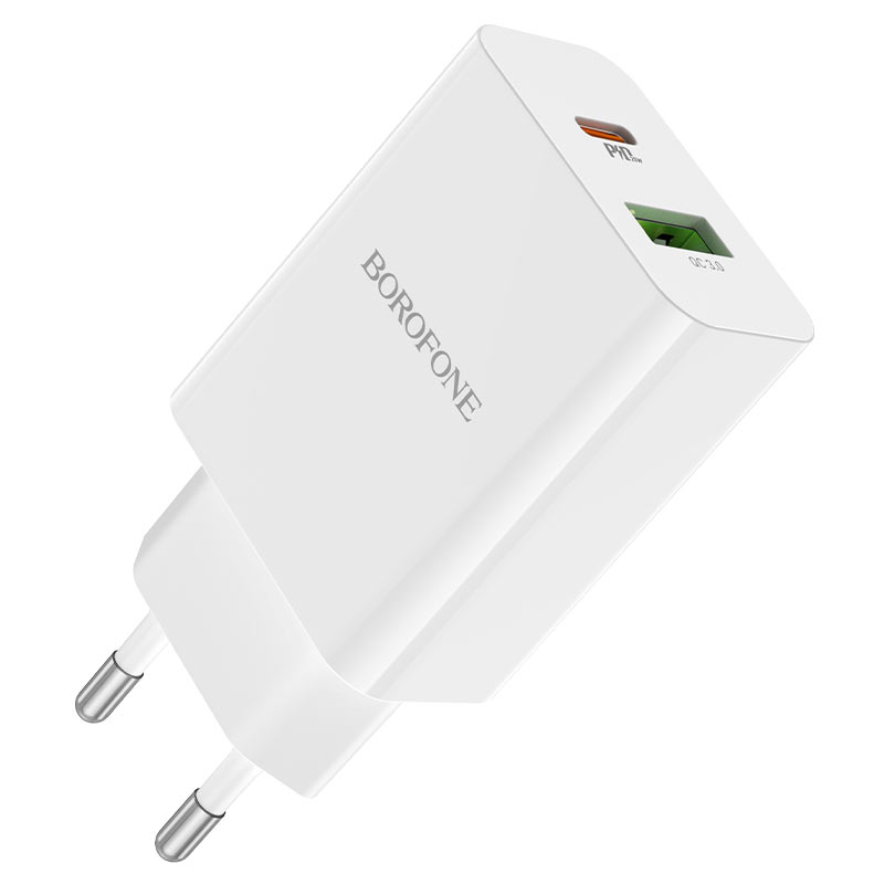 СЗУ BOROFONE BA56A 110-240V, PD20W+Q3.0, USB+Type-C, 20W, White, Box