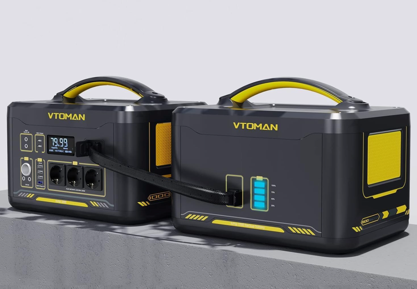 Портативна станція VTOMAN Jump 3000, 1500+1500 Вт, LiFePO4 828+828Втч (max2376 Втч), 230В, вихід 3x230В/1500Вт,2x12В/10А,4xUSB-A,2xType-C PD100Вт