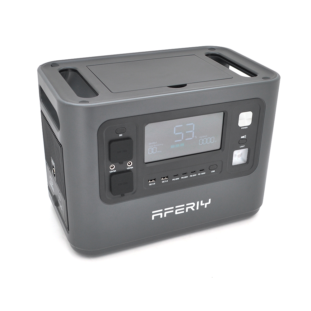 Портативна станція AFERIY AF-P110-E, LiFePO4 960 Вт·год (макс. 1200) Вт, MPPT 11,5-50 В-20 А (500 Вт), out220v. LED. 2 USB виходи, 4xType-C PD20/100 Вт, DC+запальник 12 В/10 А, 392*230*315 мм, 13 кг
