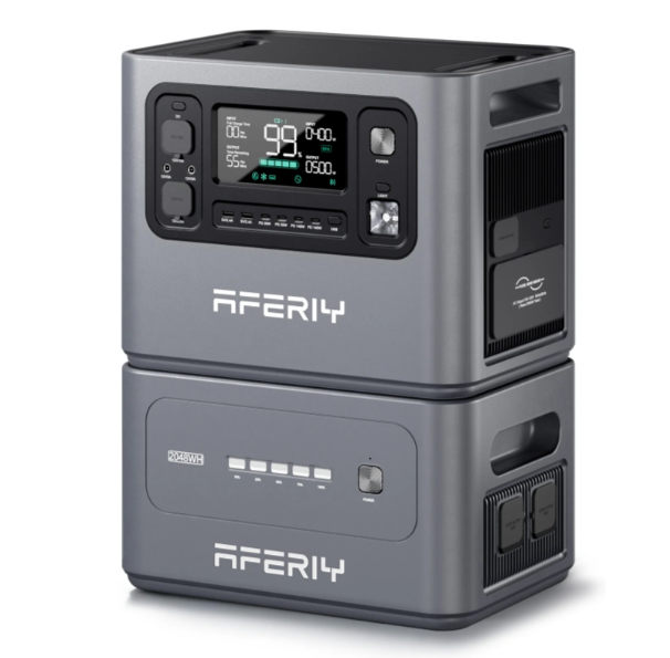 Портативна станція AFERIY AF-P280, LiFePO4, що розширюється від 2048Втч(max2800)Вт,MPPT 11.5-50В-20А(2*600Вт),out220v. LED. 2-USB,4xType-C PD20/100Вт,DC+прикурювач 12В/10А,398*280*315/398*280*220 мм22kg+19kg