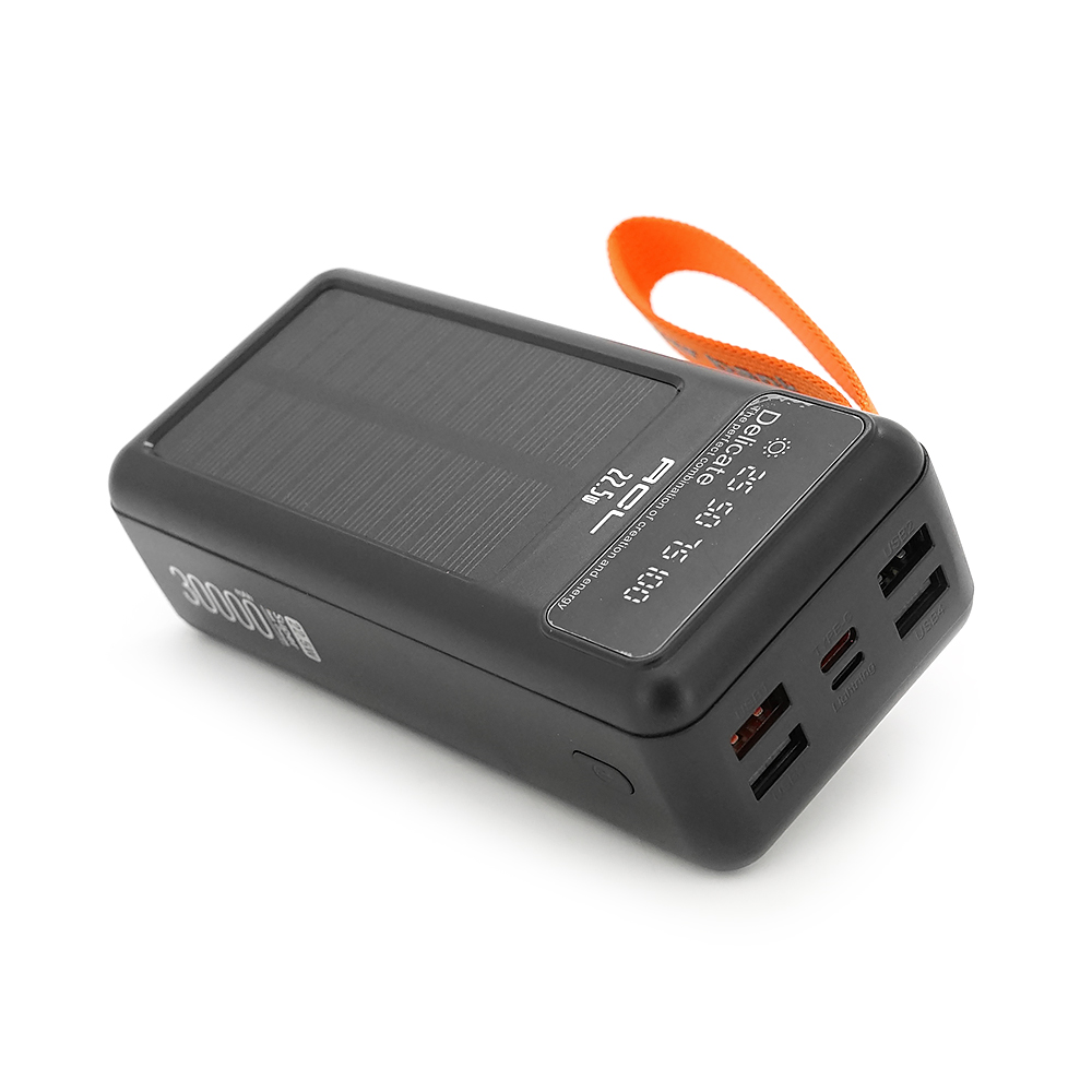 Powerbank ACL PW-141 30000mAh, Solar, 22.5W, Кабелю Type-C + Lighting, 0,680 kg, Black, Box