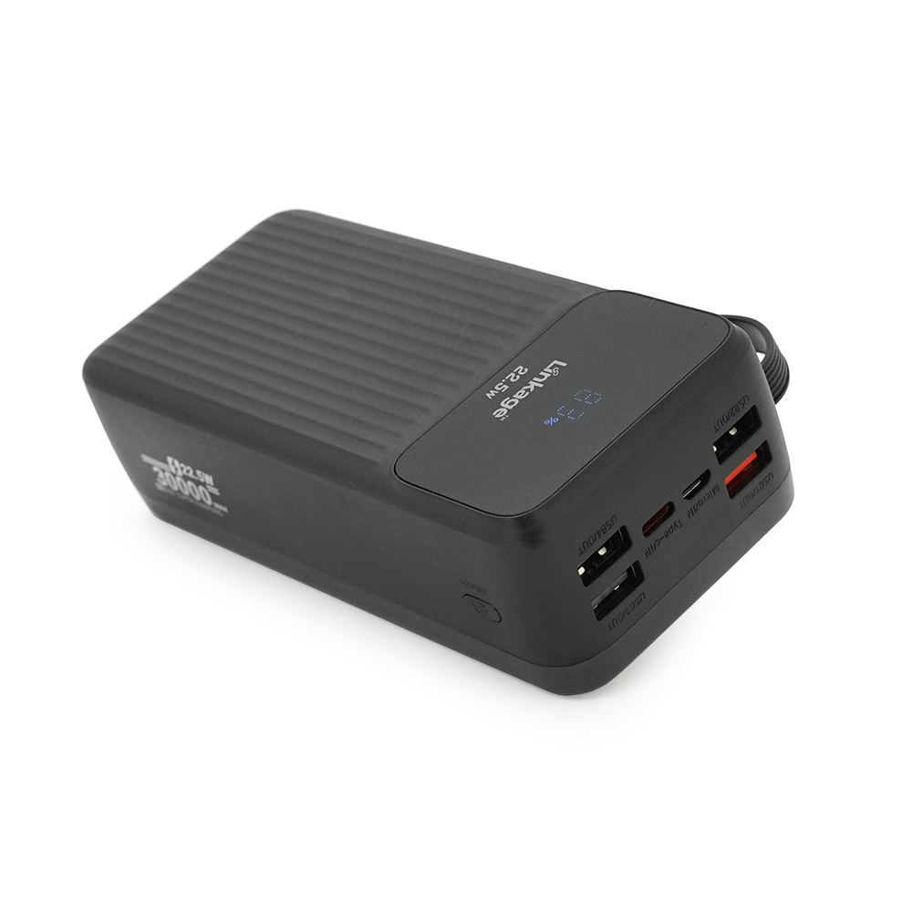 Powerbank Linkage LKP-42 30000mAh, 22.5W, Кабель Type-C + Lighting+Micro+USB, 0,680 kg, Black, Box