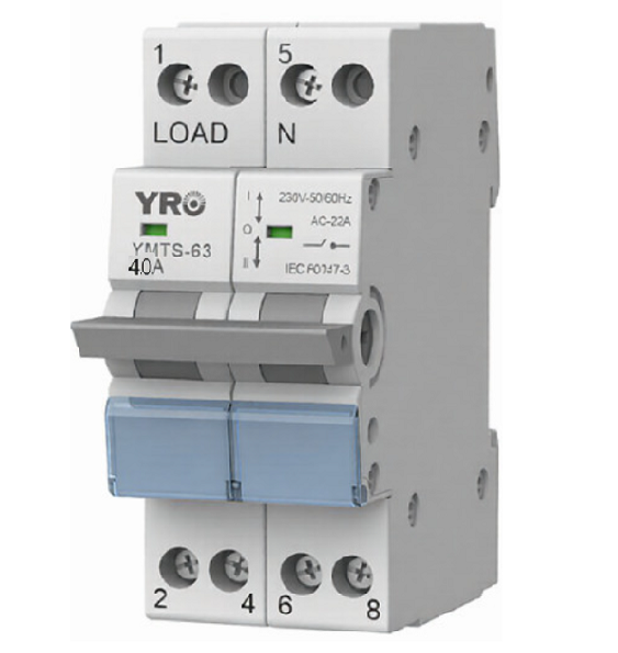 Модульний перекидний автомат трипозиційний (перекидний автомат) YRO YMTS-63-I, 2P 40A AC230V, DIN, 81*36*44.8mm
