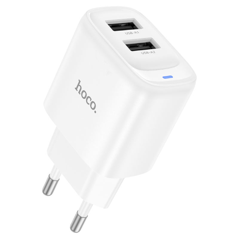 СЗУ 110-240V HOCO C141A 2xUSB, 10.5W, White, Box