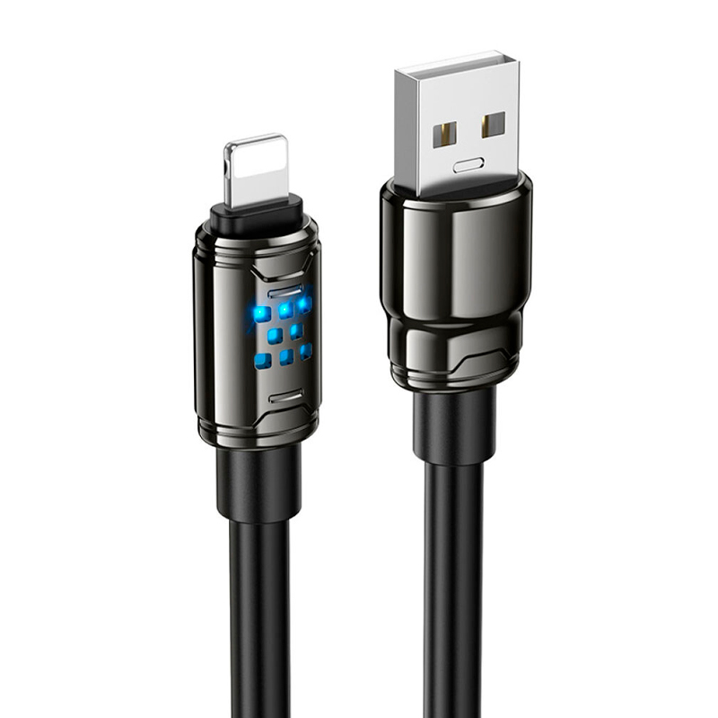 Кабель Hoco U143, Lightning-USB, 2,4 A, довжина 1,2 м, Black, BOX