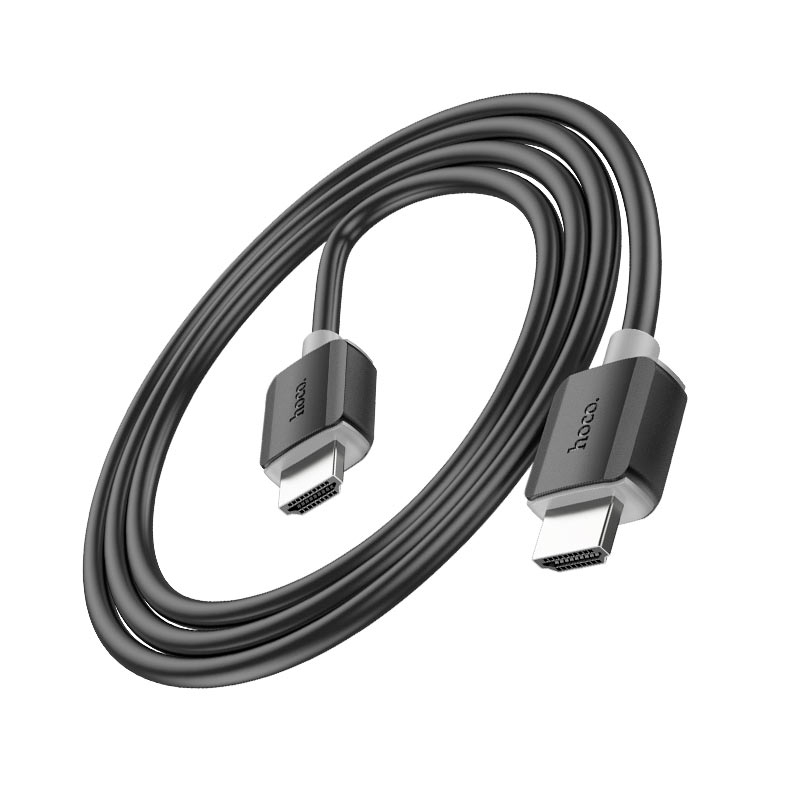 Кабель HOCO HDMI-HDMI 4Kx2K Ultra HD, 1m, v2,0, круглий Black, конектор Black, Blister