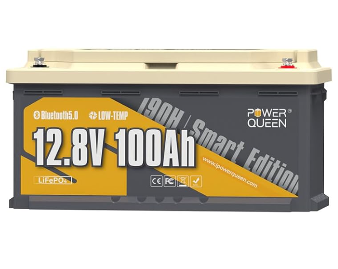 Акумуляторна батарея LiFePO4 Power Queen RV190 12.8V 100Ah H190, 1280Wh, BMS 100A, 329*172*214мм