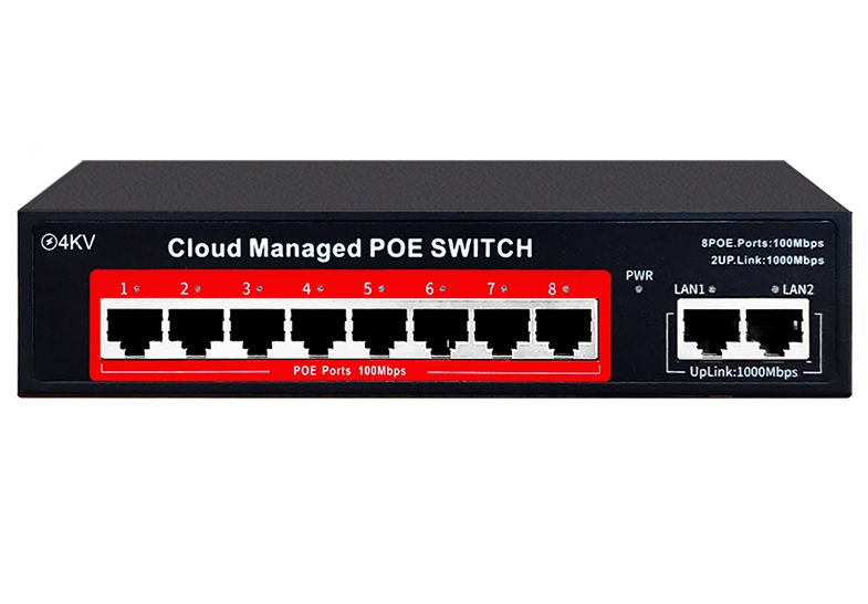 8-портовий керований PoE комутатор YOSO YO208G-120 з 8 портами POE 100Мбіт + 2 UP-Link 1000Мбіт, 52V/120W. APP-Amitres