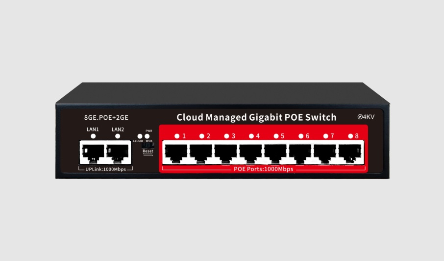 8-портовий гігабітний керований PoE комутатор YOSO YO208-120 з 8 портами POE 1000Мбіт + 2 UP-Link 1000Мбіт 52V/120W. APP-Amitres