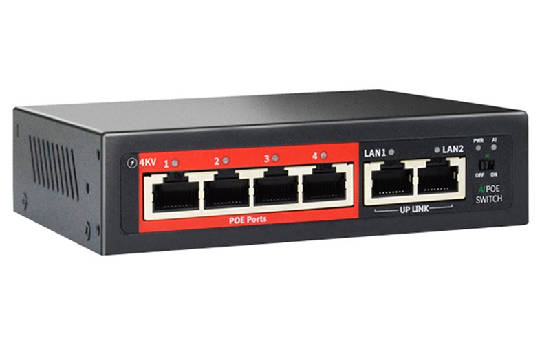 4-портовий керований PoE комутатор YOSO YO204D -52 з 4 портами POE 100Мбіт + 2 UP-Link 100Мбіт 52V/52W. APP-Amitres