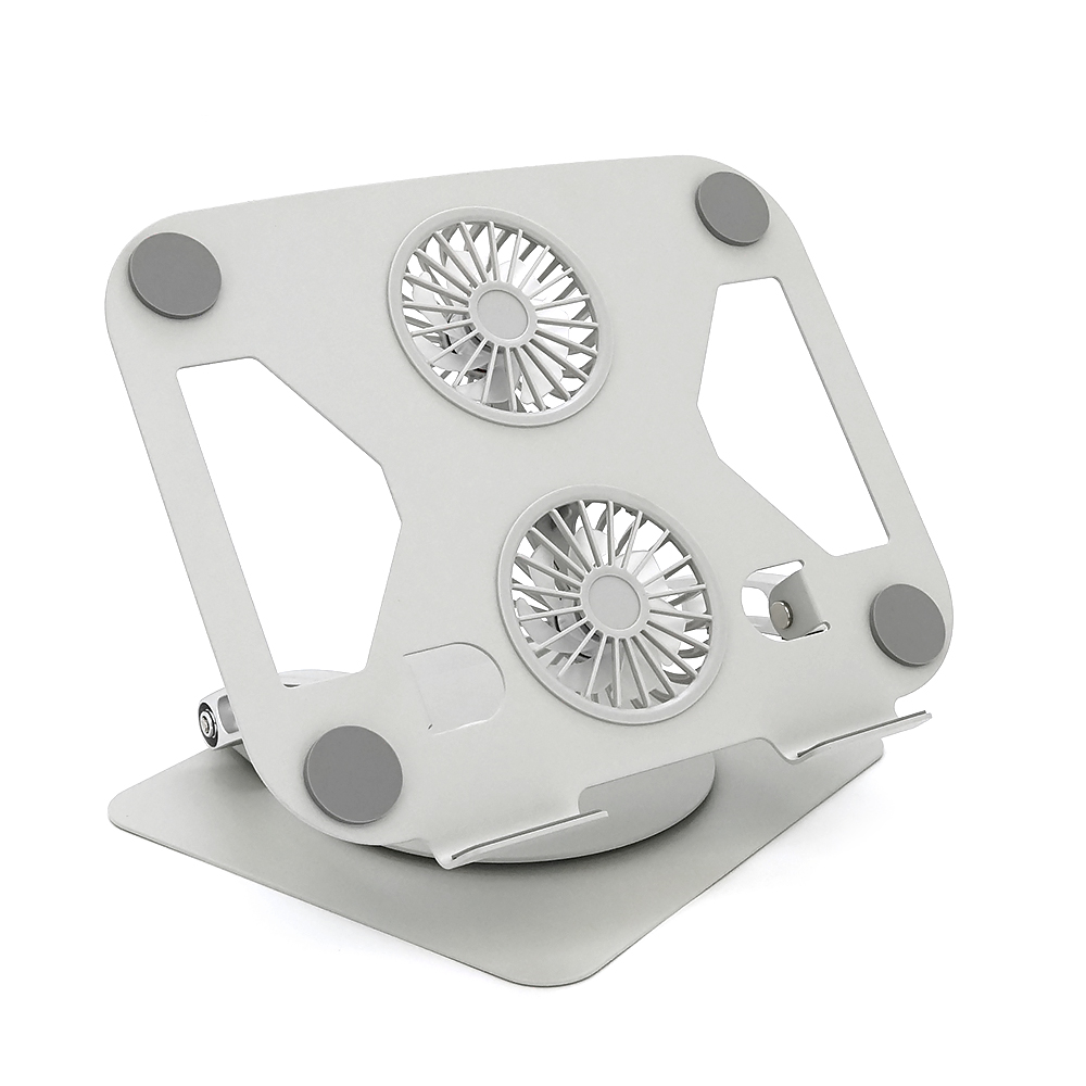 Підставка під ноутбук/планшет T672-B складана, до 15', алюміній, колір срібло, 2 вентилятори, живлення Type-C, 240*290*55 мм, 1,9 кг
