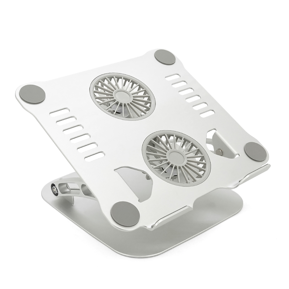 Підставка під ноутбук/планшет V4.0 складана, до 15', алюміній, колір срібло, 2 вентилятори, живлення Type-C, 260*240*55 мм, 0,930 кг