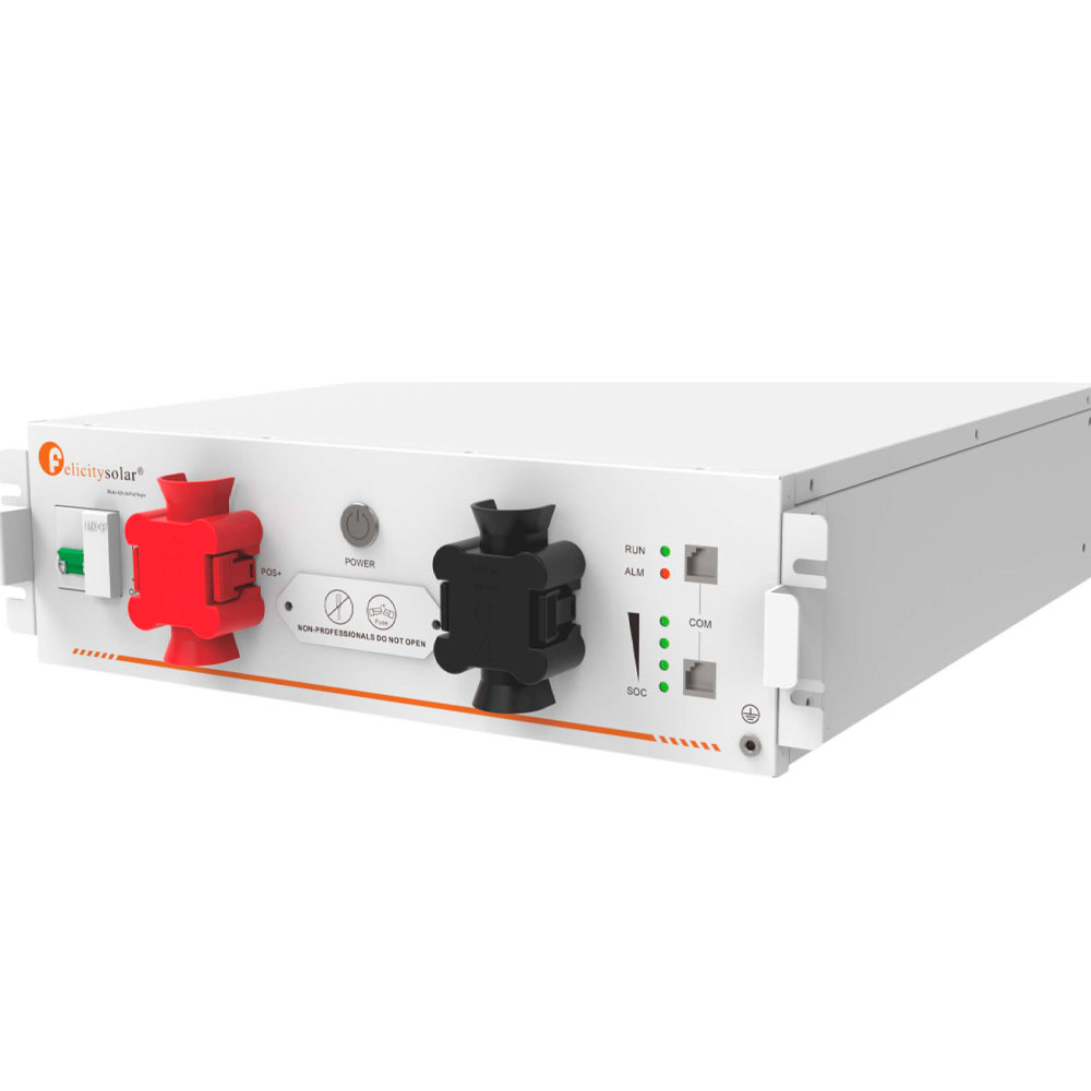 Акумулятор LiFePO4 FelicityESS FLA48100UG1 51.2V 5.12kWh. BMS 100А, до 32 parallel, CAN/RS485, IP21. 575x483x133 мм. 43 кг.