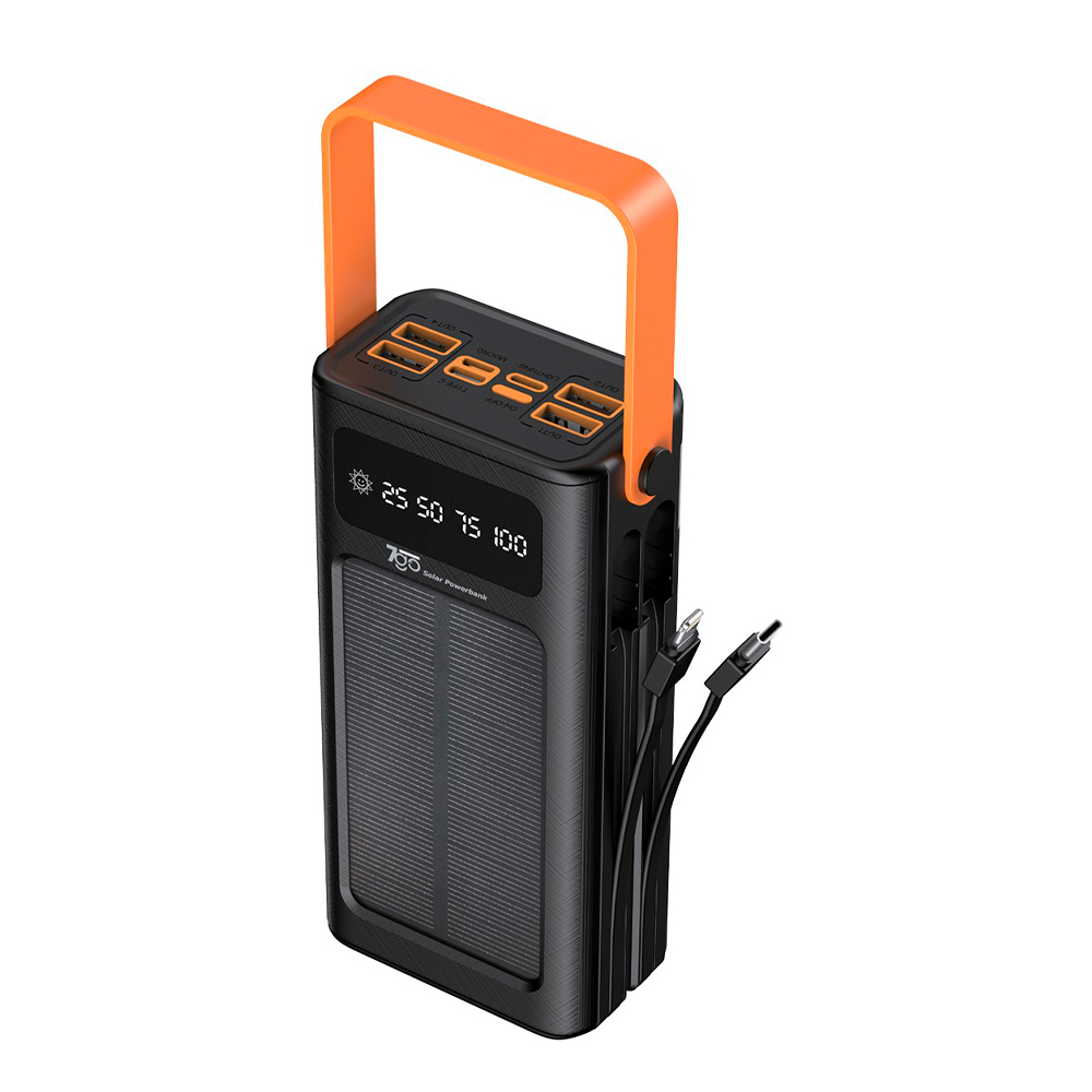 Powerbank 7GO GPW-03 30000mAh+Solar, Li-pol, Вхід:Type-C, Виходи: 4xUSB Type-C, 2xUSB Type-A, Type-C/Lightning, Box