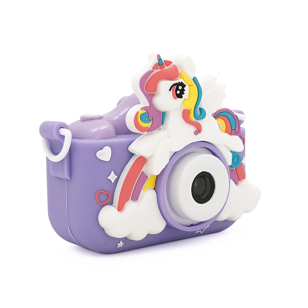 Дитячий фотоапарат X2A Фіолетовий Єдиноріг в ударостійкому чохлі, екран IPS 2-дюйми, Type-C, Purple, BOX
