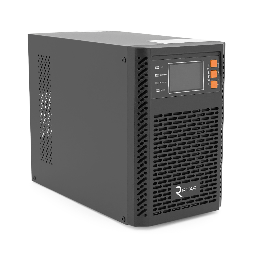 ДБЖ ON-LINE Ritar TOWER PT-1KSLI-LCD, 1000 Вт, 25,6 В постійного струму, 154 Вт·год LiFePo4, роз’єми Euro *2 шт., 1*USB, 1*RS232, 1*EPO, слот SNMP, Q2