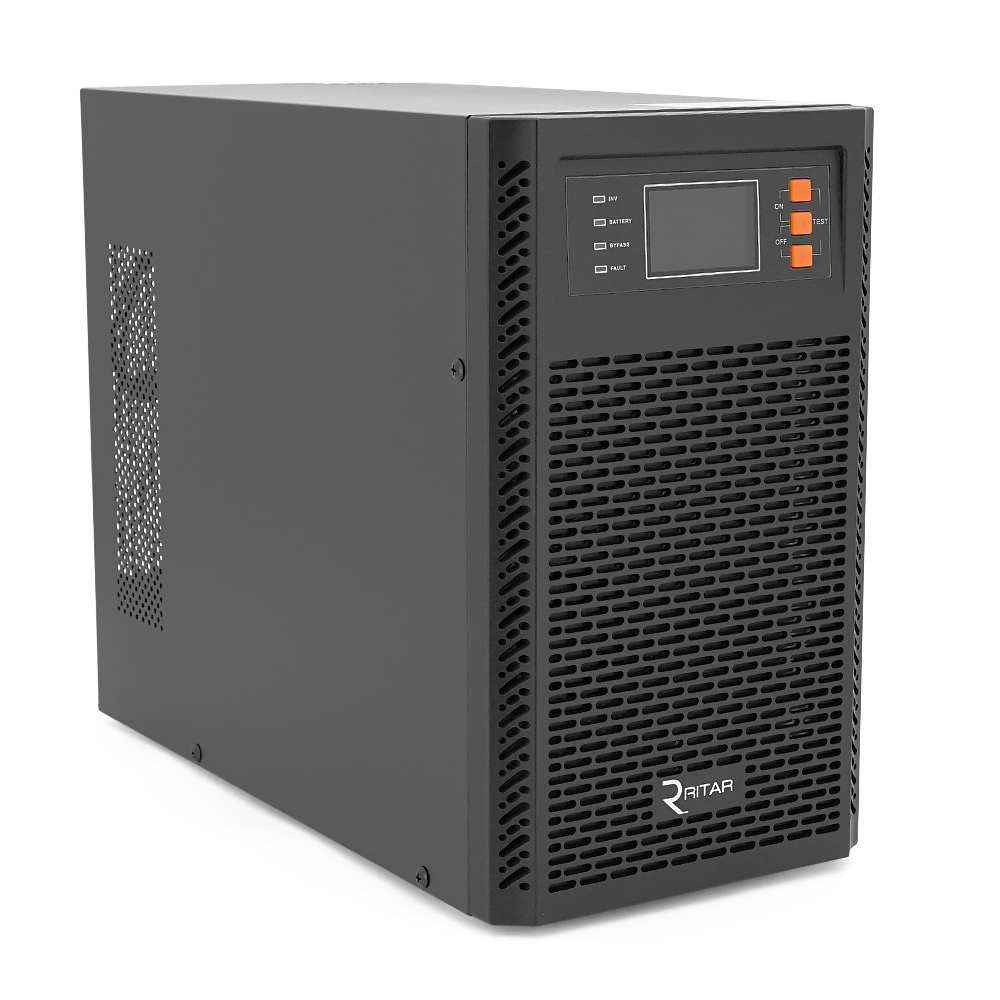 ДБЖ ON-LINE Ritar TOWER PT-3KSLI-LCD, 3000 Вт, 76,8 В постійного струму, 460,8 Вт·год LiFePo4, роз’єми Euro *4 шт., 1*USB, 1*RS232, 1*EPO, слот SNMP, Q1