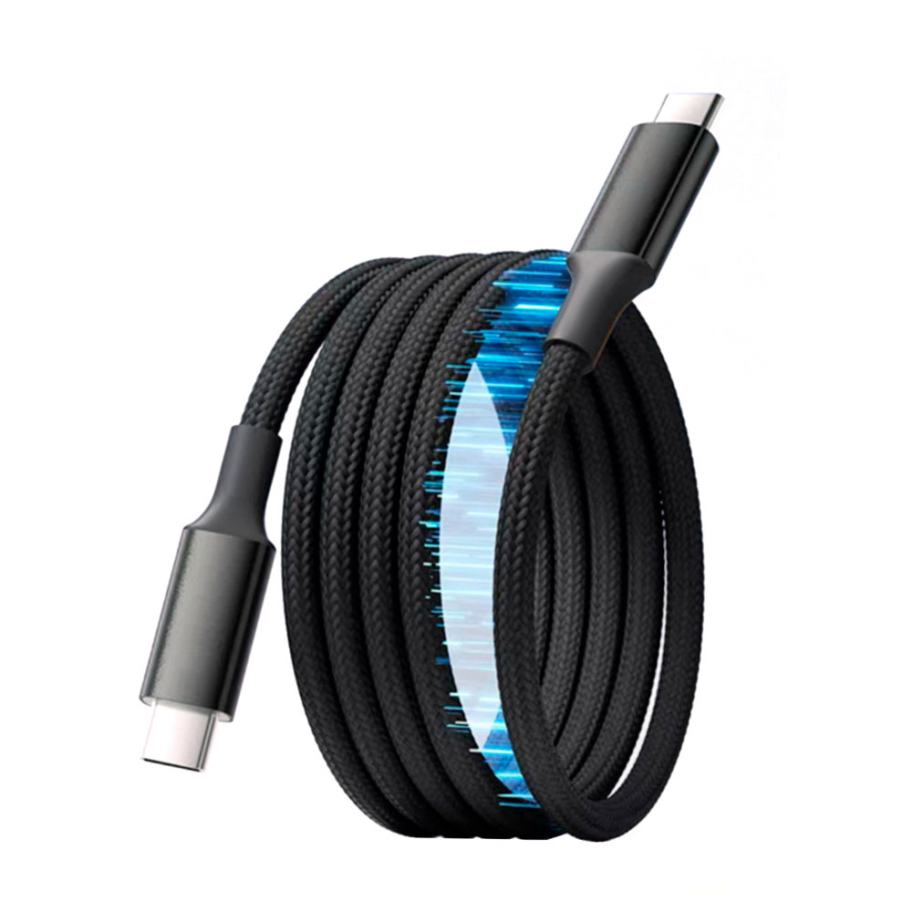 Кабель Type-C to Type-C (male to male), Підтримка SCP, QC3.0, PD до 60Вт, 480Mbps, довжина 1.0м, обплетення, Black, Box