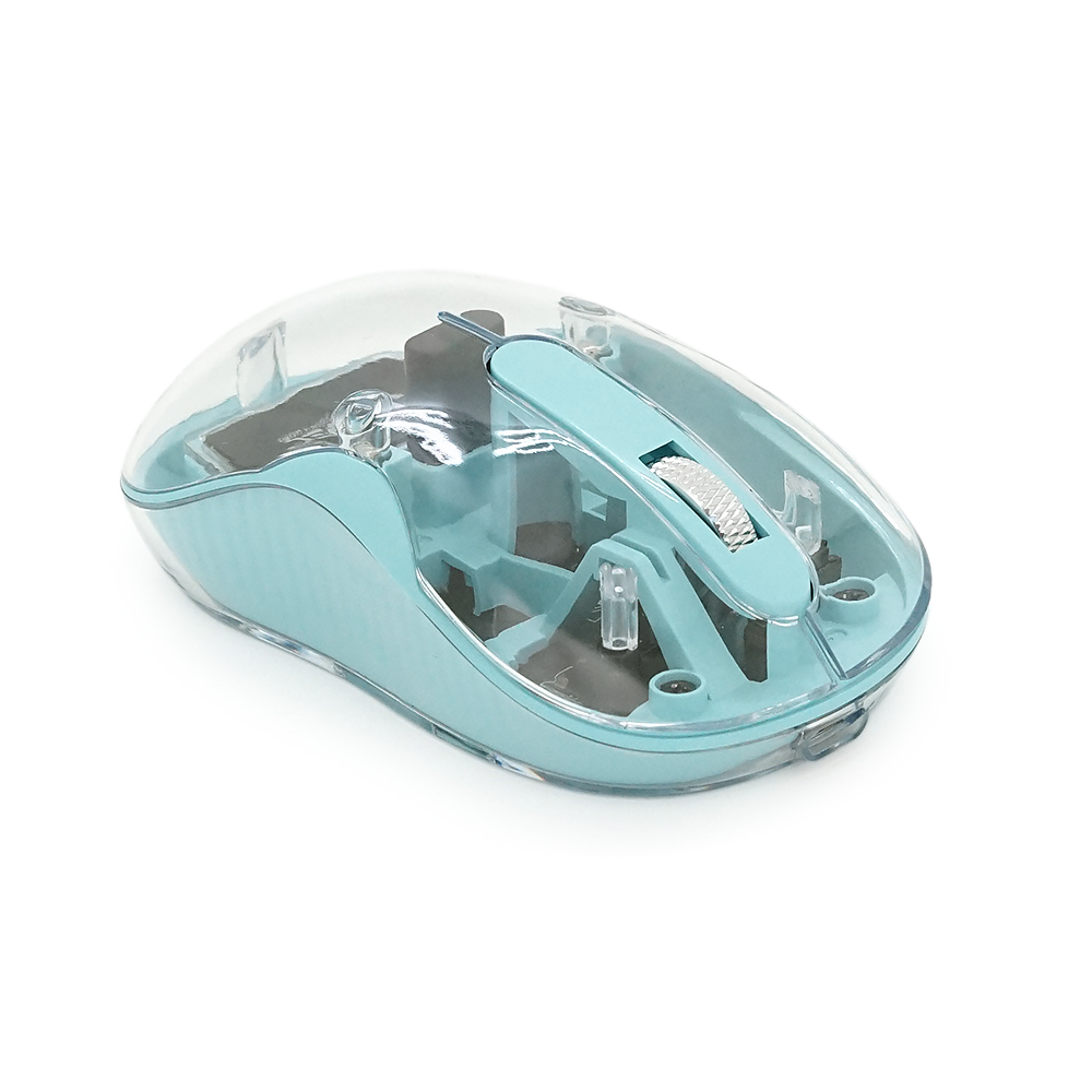 Миша бездротова JEDEL WD141T-Bl, 1200, 2.4 GHz+Bluetooth 5.0, 3.7V 300mAh, Type-C заряджання. 109x60x32 мм. 69 р. Transparent-Blue, Box