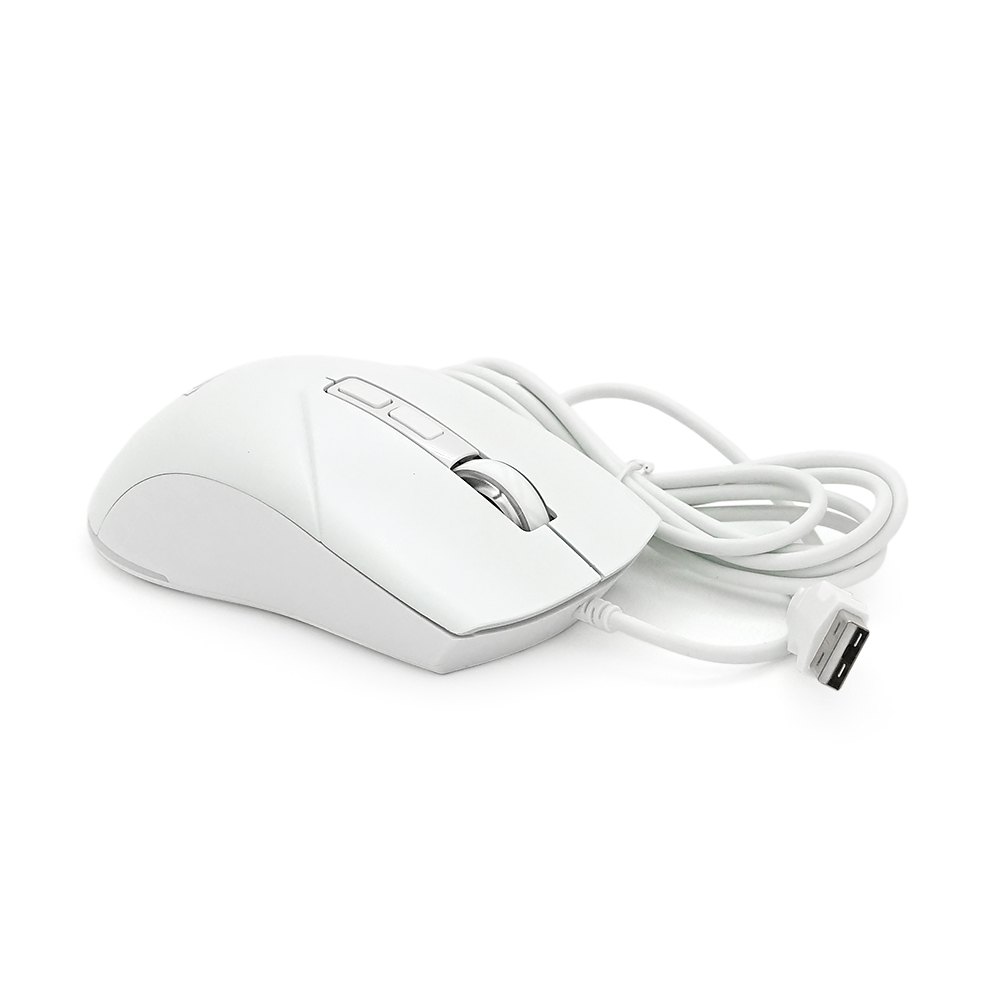 Миша провідна JEDEL GM700, 7 кнопок, 1200/1800/2400/3600DPI, кабель 1,5 м. RGB підсвічування. 120х74х40мм. White. Box