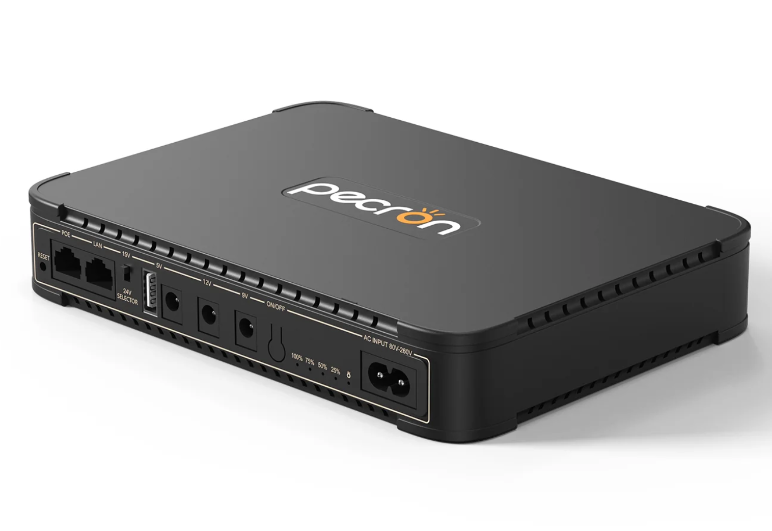 ИБП для роутера Pecron D77, 36W 76.96Wh, Output: USB 5V 2.6A Max, 9V 2A Max/12V 2A Max /5V2.6AMax/15V or 24V POE, 199.6*144.6*34.6mm, 700g, Black, BOX