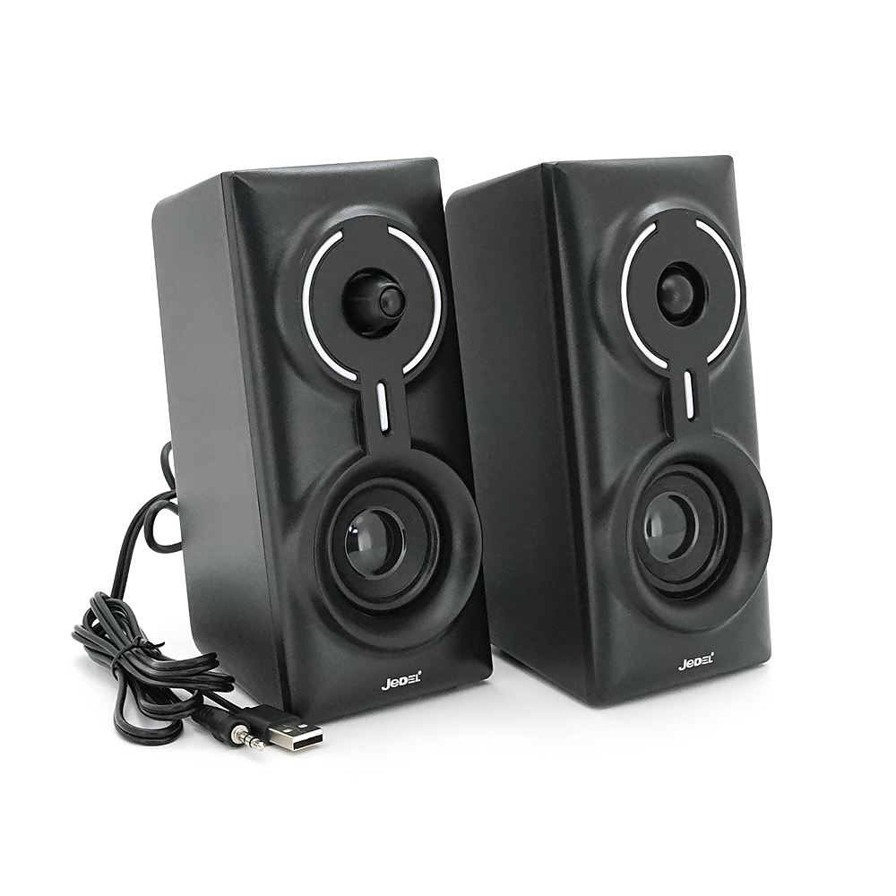 Колонки 2.0 JEDEL S-570 USB+3.5mm+Bluetooth, 2x3W, 30Hz-16KHz, з LED підсвічуванням, 180х95х90 мм, Black, BOX