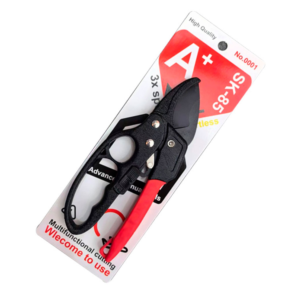 Секатор садовий професійний YT-SK5B з храповим механізмом, довжина 205мм, діаметр зрізу 25мм, сталь SK5, з фіксатором, 0,206кг. Red/Black. Blister