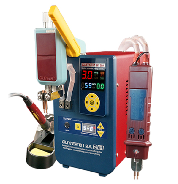 Апарат точкового зварювання конденсаторний GLITTER 812A, Ni-Cd, Ni-MH, Li-Ion, стрічка 0,05-0,4 мм, 220V, 16 мм2, U=5-6V, t=0.1-20ms, 15 kW, +73S+73B+912, 370x220x360mm, 6kg