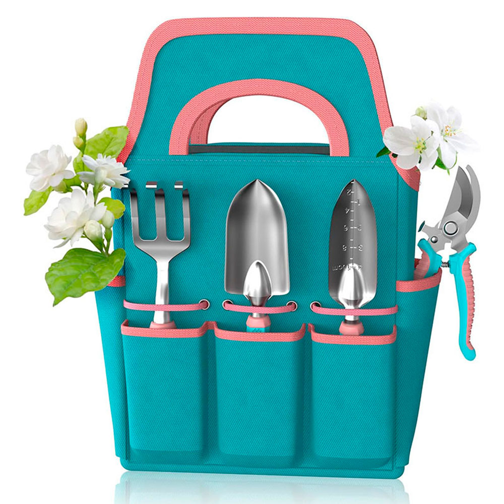 Набір садових інструментів з 6 предметів GTS-6-Bl. Секатор, лопатка 2 шт., Граблі, рукавички, сумка. 315х150х65 мм. 0,950 кг. Green. Box